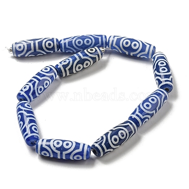 Brins de perles dzi de style tibétain bleu(TDZI-NH0001-B12-01)-3