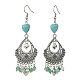 Natural Agate(Dyed) & Synthetic Turquoise Heart Chandelier Earrings(EJEW-JE05364-03)-1