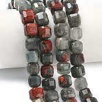 Natural African Bloodstone Beads Strands, Faceted Table Cut Cube, 8.5~9.8x8.5~9.8x8.5~9.8mm, Hole: 0.8~1.2mm, about 45~46pcs/strand, 14.96~15.47 inch(38~39.3cm)(G-C267-A15)