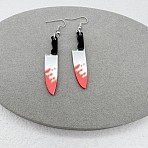 Acrylic Knife Dangle Earrings, with Stainless Steel Pins, Stainless Steel Color, Red, 30mm(FS-WG4EDAE-02)