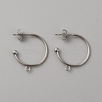 304 Stainless Steel Stud Earring Findings, with Horizontal Loops, Round, Stainless Steel Color, 23x21x3mm, Hole: 1.6mm(X1-STAS-TAC0017-02A)