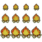 Polyester Sew On Patches, Hot Melt Adhesive, Cloth Appliques, Fire, Yellow, 41~76x31~58x1.5~2mm(PATC-FG0002-91)