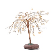 Natural Citrine Decorates, Twisted with Copper & Pebble Chassis, Tree, 100~118x84x210~225mm(G-D462-03C-08)