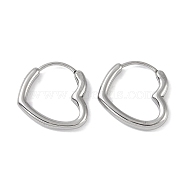 316 Surgical Stainless Steel Hoop Earrings for Women, Stainless Steel Color, Heart, 17x16.5mm(EJEW-P274-18C-P)