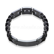 SHEGRACE Titanium Steel Chain Bracelet, with Watch Band Clasps, Gunmetal, 8-1/4 inch(21cm)(JB518A)