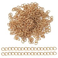 Iron Curb Chain Extender, End Chains, Nickel Free, Light Gold, 70x3.5~4mm(IFIN-YW0001-48-NF)
