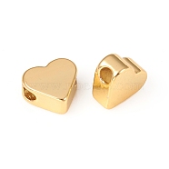 Brass Beads, Heart, Long-Lasting Plated, Golden, 6.5x6.5x3mm, Hole: 1.5mm(X-KK-E787-01A-G)
