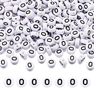 500Pcs Acrylic Horizontal Hole Letter Beads, Flat Round, Letter.O, 7x4mm, Hole: 1mm, 500pcs(OACR-YS0001-03O)