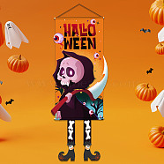 Halloween Theme Felt Cloth Hanging Door Signs, Wall Decoration, Decorative Props for Indoor, Outdoor, Skull Pattern, 1280~1375mm(HJEW-L027-A02)