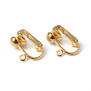 Iron Clip-on Earring Findings for Non-Pierced Ears, Golden, Nickel Free, about 13.5mm wide, 15.5mm long, 7mm thick, Hole: about 1.2mm(X-EC141-NFG)