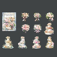 10 Style Waterproof PET Stickers Set, Decorative Stickers, Romantic Witness Series Bouquet Cake Theme, Navajo White, 65~80x60~75x0.1mm(DIY-Z033-01F)