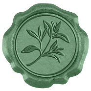 50Pcs Adhesive Wax Seal Stickers, Envelope Seal Decoration, For Craft Scrapbook DIY Gift, Sea Green, Leaf, 30mm(DIY-CA0006-16O)