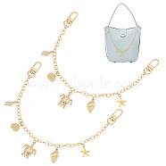 Elite Brass Bag Decorative Chains, with Ocean Themed Alloy Charms, Golden, 32cm, 2pcs/box(FIND-PH0008-74)