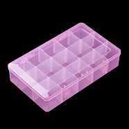 Plastic Bead Storage Containers, Adjustable Dividers Box, Removable 15 Compartments, Rectangle, Pearl Pink, 27.5x16.5x5.7cm(CON-Q026-04C)