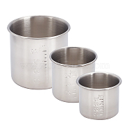 Unicraftale 304 Stainless Steel Measuring Cups, with Containing Mark, Column, Stainless Steel Color, 5.05x4cm, 4.4cm Inner Diameter, Capacity: 40ml(1.35 fl. oz), 3pcs/set(AJEW-UN0001-11P)
