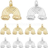 SUPERFINDINGS 12Pcs 2 Colors Rack Plating Brass Pendants, Long-Lasting Plated, with Jump Rings, Rainbow with Cloud, Platinum & Golden, 14x16.5x2.5mm, Hole: 3mm, 6pcs/color(FIND-FH0004-03)