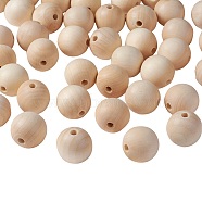 Unfinished Wood Beads, Natural Wooden Loose Beads Spacer Beads, Lead Free, Round, Moccasin, 30mm, Hole: 5~7mm(WOOD-S651-30mm-LF)