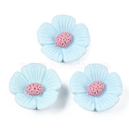 Opaque Resin Cabochons, Flower, Sky Blue, 21x20x9mm(CRES-S302-71D)