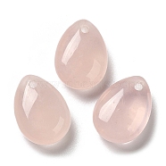 Natural Rose Quartz Teardrop Charms, for Pendant Necklace Making, 14x10x6mm, Hole: 1mm(G-M410-01-04)
