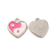 Alloy Enamel Charms, Heart with Yin Yang, Mixed Color, Platinum, 14x13.5x1.7mm, Hole: 1.6mm(ENAM-M053-06P)