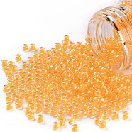 TOHO Round Seed Beads, Japanese Seed Beads, (801) Luminous Neon Tangerine, 11/0, 2.2mm, Hole: 0.8mm, about 50000pcs/pound(SEED-TR11-0801)