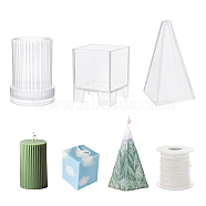 Plastic Candle Molds Sets, for Candle Making Tools, with Eco-Friendly Candle Wick, Cotton Cord, Clear, 10.8x5.7x5.7cm, 8.6mm, 6.4x5.6x5.6cm, 3pcs/set(AJEW-OC0001-06)