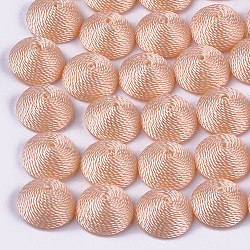 Polyester Thread Fabric Cabochons, Covered with ABS Plastic, Half Round/Dome, LightSalmon, 12x6mm(WOVE-T008-02A-03)