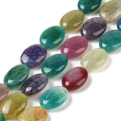 Natural Agate Beads Strands, Dyed & Heated, Flat Oval, Mixed Color, 20x15x7mm, Hole: 1.4mm, about 20pcs/strand, 15.75''(40cm)(G-P535-F01-01)