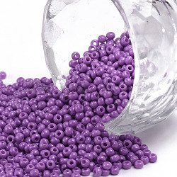 11/0 Grade A Baking Paint Glass Seed Beads, Round, Violet, 2.3x1.5mm, Hole: 1mm, about 5300pcs/50g(X-SEED-N001-A-1052)
