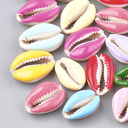 20Pcs Cowrie Shell Beads, with Enamel, No Hole/Undrilled, Mixed Color, 20~26x13~18x5~7mm(SHEL-FS0001-02)