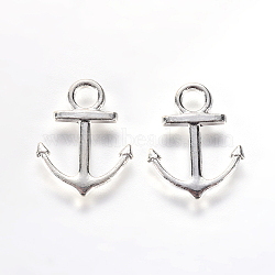 Alloy Pendants, Anchor, Silver Color Plated, 19x15x2mm, Hole: 3mm(ENAM-WH0045-01S)