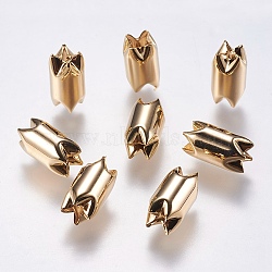 Brass Beads, Column, Real 18K Gold Plated, 15x8x8mm, Hole: 1x2mm(KK-F738-09G-15x8mm)