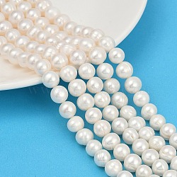 Natural Cultured Freshwater Pearl Beads Strands, Potato, Grade 3A++, Seashell Color, 9~10mm, Hole: 0.7mm, about 39~46pcs/strand, 13.98~15.43''(33.5~39.2cm)(PEAR-I007-07Z-03C-02)