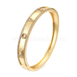 Cubic Zirconia Word Love Hinged Bangle, Real 18K Gold Plated Brass Jewelry for Women, Nickel Free, Clear, Inner Diameter: 1-7/8x2-3/8 inch(4.85x6.05cm)(BJEW-N014-021A)