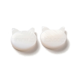 Natural Freshwater Shell Beads, Cat Head Shape, White, 9x10x3mm, Hole: 0.8mm(SHEL-H003-04)