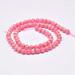 Natural Argentina Rhodochrosite Beads Strands, Round, 6mm, Hole: 1mm, about 70pcs/strand, 15.2 inch(38.5cm)(G-D864-14-6mm)