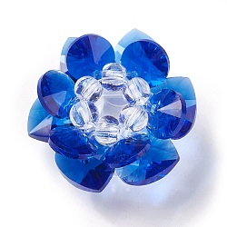 Glass Woven Beads, Cluster Beads, Lotus, Blue, 25~28x14mm, Hole: 5mm(GLAA-F088-B06)