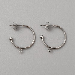 304 Stainless Steel Stud Earring Findings, with Horizontal Loops, Round, Stainless Steel Color, 23x21x3mm, Hole: 1.6mm(X1-STAS-TAC0017-02A)