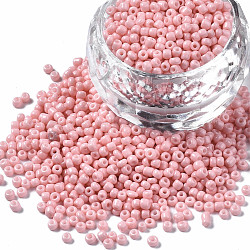 Glass Seed Beads, Baking Paint, Round Hole, Round, Pink, 2~3x1.5~2mm, Hole: 0.8mm, about 450g/Pound(SEED-S060-A-F412)