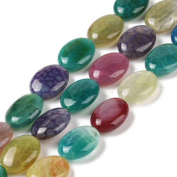 Natural Agate Beads Strands, Dyed & Heated, Flat Oval, Mixed Color, 20x15x7mm, Hole: 1.4mm, about 20pcs/strand, 15.75''(40cm)