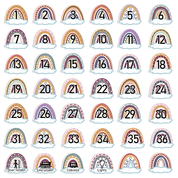 42Pcs Number Theme Self-Adhesive Paper Decorative Stickers, for Party, Decorative Presents Sealing, Rainbow, 90x100mm