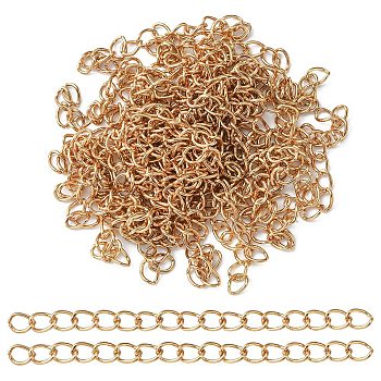 Iron Curb Chain Extender, End Chains, Nickel Free, Light Gold, 70x3.5~4mm