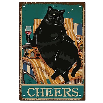 Vintage Metal Iron Tin Sign Poster, Wall Decor for Bars, Restaurants, Cafes Pubs, Vertical Rectangle, Cat Pattern, 300x200x0.5mm