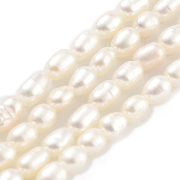 Natural Cultured Freshwater Pearl Beads Strands, Rice, Grade 5A, Snow, 2.8~3.2mm, Hole: 0.3mm, about 31pcs/strand, 6.69''~6.89''(17~17.5cm)