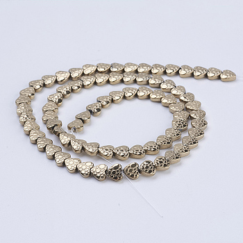 Electroplate Non-magnetic Synthetic Hematite Beads Strands, Heart, Antique Bronze Plated, 6x6x2mm, Hole: 1mm, about 75pcs/strand, 16.1 inch(41cm)