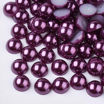 ABS Plastic Imitation Pearl Cabochons, Half Round, Medium Orchid, 8x4mm