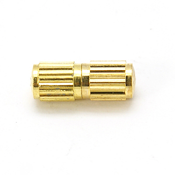 Brass Screw Clasps, Column, Light Gold, 10x4mm, Hole: 0.5mm
