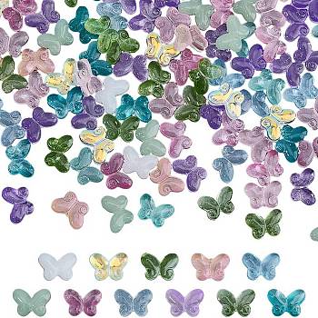 200Pcs Handmade Lampwork Beads, Butterfly, Mixed Color, 10x14.5x4.5~5mm, Hole: 1mm