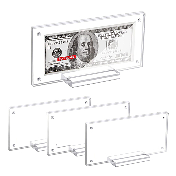 3 Sets Transparent Acrylic Currency Display Frames, Photo Album Frame Holder for Paper Currency Collection, with Magnetic Clasps, Rectangle, Clear, Finish Product: 18.5x4.1x9.6cm, about 3pcs/set