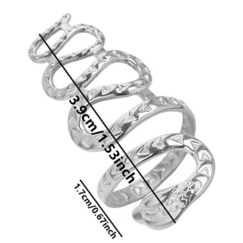 Non-Tarnish Stylish Vintage Stainless Steel Snake Wrap Cuff Ring for Women, Unique Fashion Jewelry, Stainless Steel Color